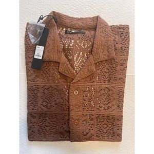 Nova fashion men's button up shirt Color brown